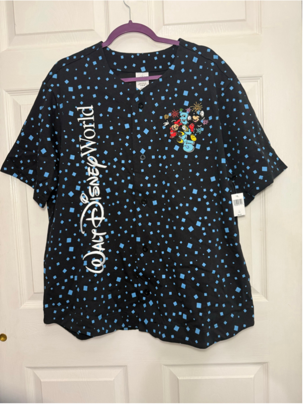 Men's Disney 2025 Baseball Jersey Shirt XL Black Blue NWT